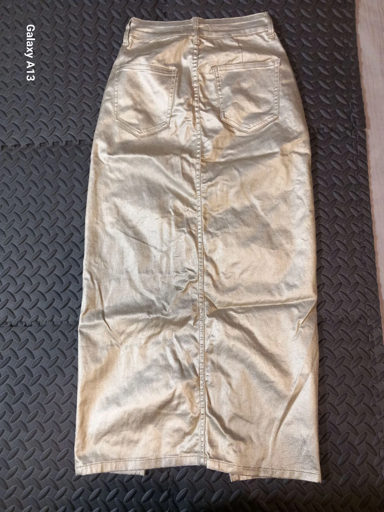 Gouden metallic denim lange rok Redial – Maat S / 36 – photo 5